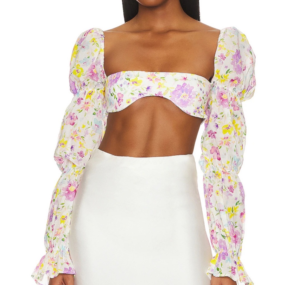 MAJORELLE Marcelle Crop Top in Watercolor Multi